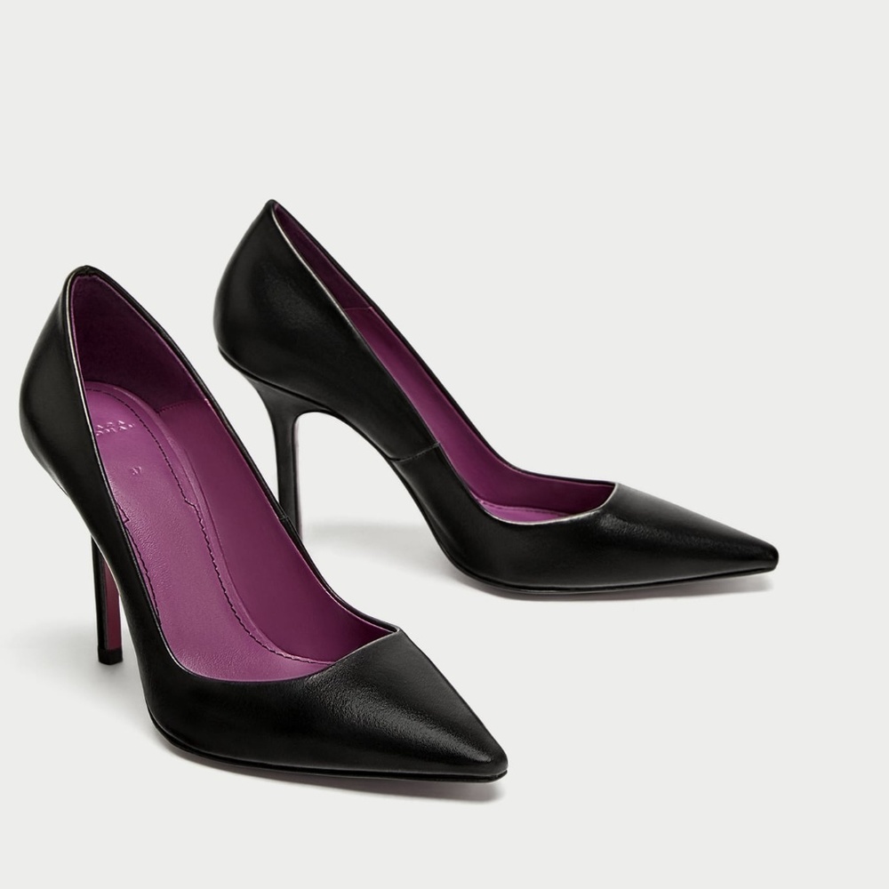 ZARA HIGH HEEL LEATHER COURT SHOES